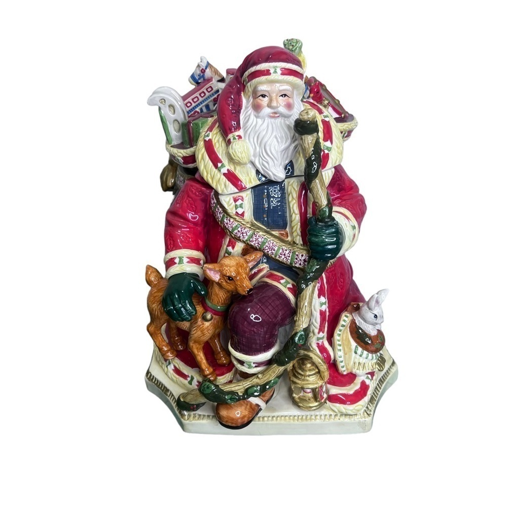Vintage Studio Nova by Mikasa Woodland Holly Santa Claus Christmas Cookie Jar